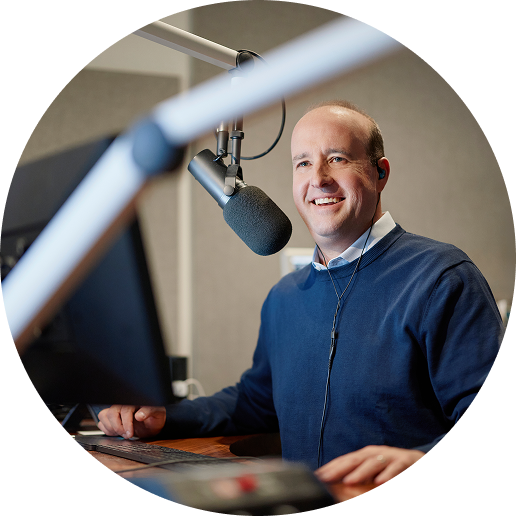 Rob West in the Faith & Finance podcast studio